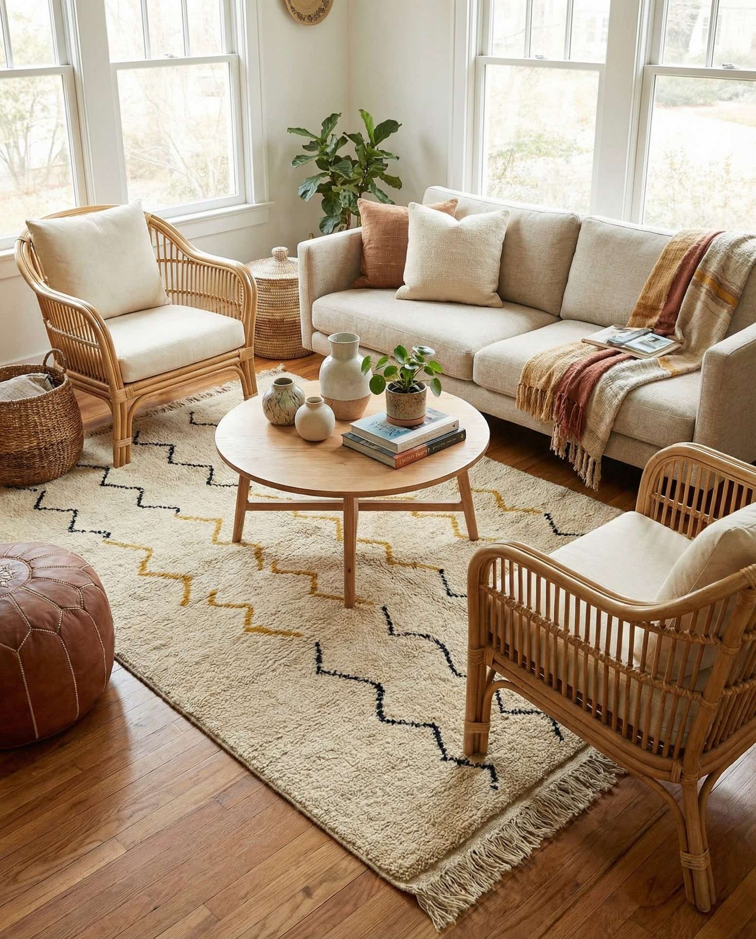 5' x 8' 5 Hand Knotted Moroccan Wool Rug
