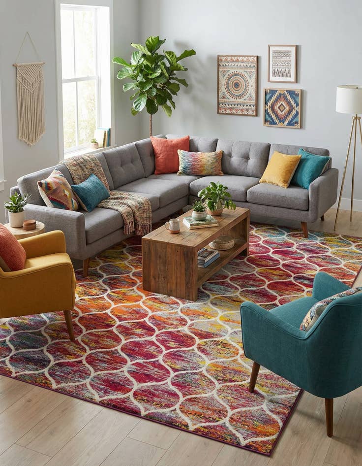 Detail image of  10' x 14' Lattice Frieze Rug