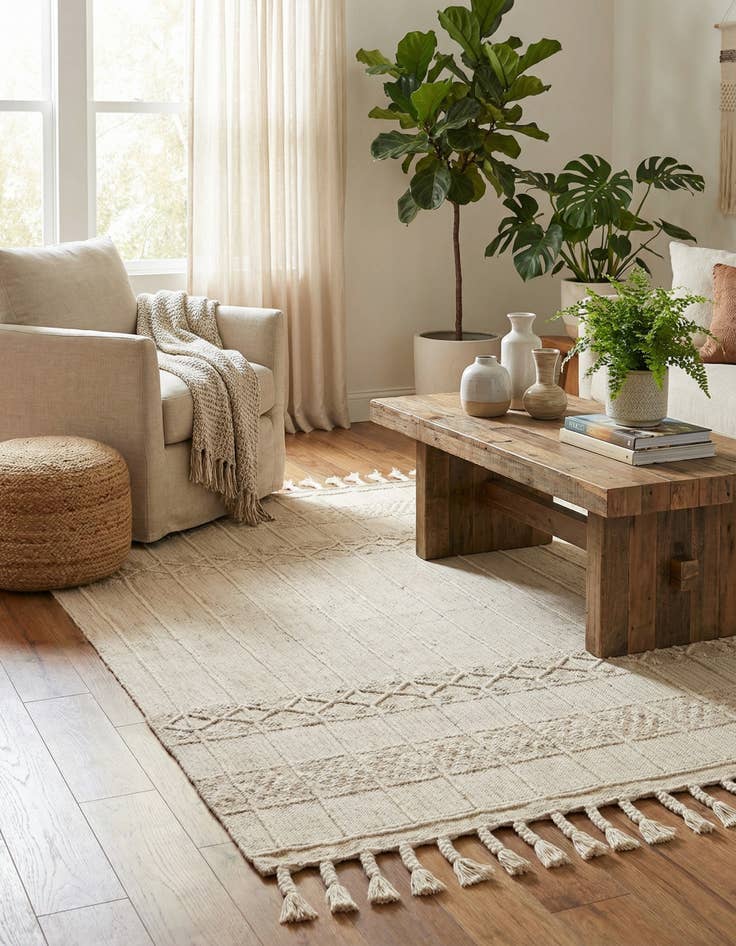 Detail image of 4' 1 x 6' 1  Washable Eco Bohemian Indoor / Outdoor Rug