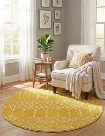 Yellow Paxon Trellis Round Rug