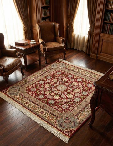 4' x 4' 1 Hereke Silk Square Rug