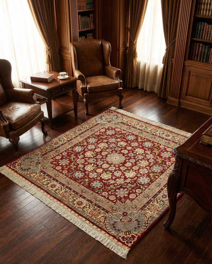 4' x 4' 1 Hereke Silk Square Rug