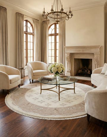 8' 4 x 8' 4 Hand Knotted Darya Wool Round Rug