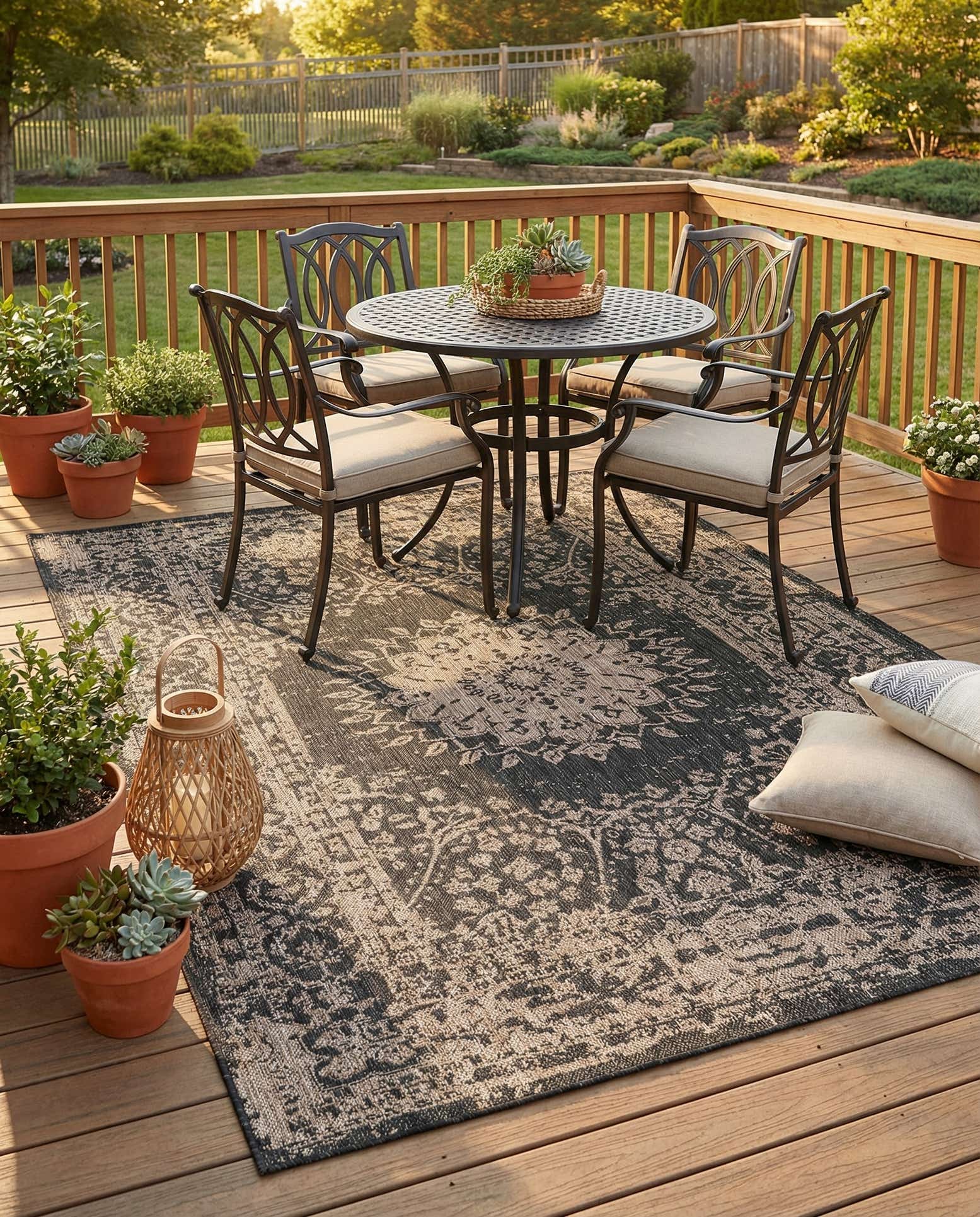 5' 3 x 8' Easy-Clean Traditional Indoor / Outdoor Rug