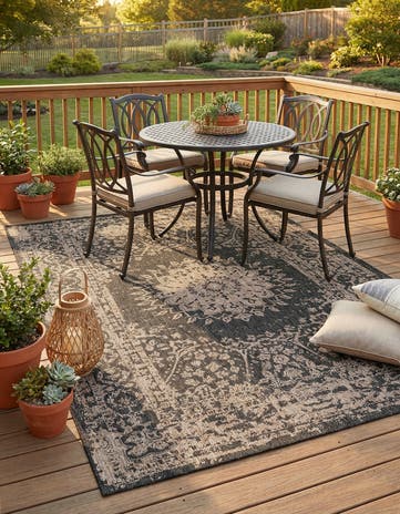 5' 3 x 8' Easy-Clean Traditional Indoor / Outdoor Rug