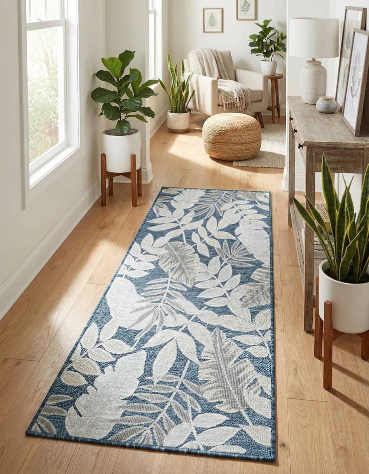Detail image of  2' 2 x 5' 3  Washable Botanical Indoor / Outdoor Runner Rug