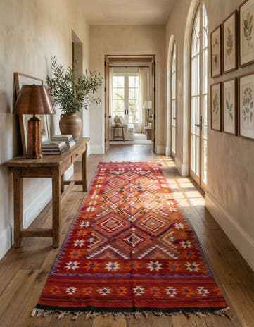 6' x 14' 5 Hand Woven Kilim Fars Wool Runner Rug