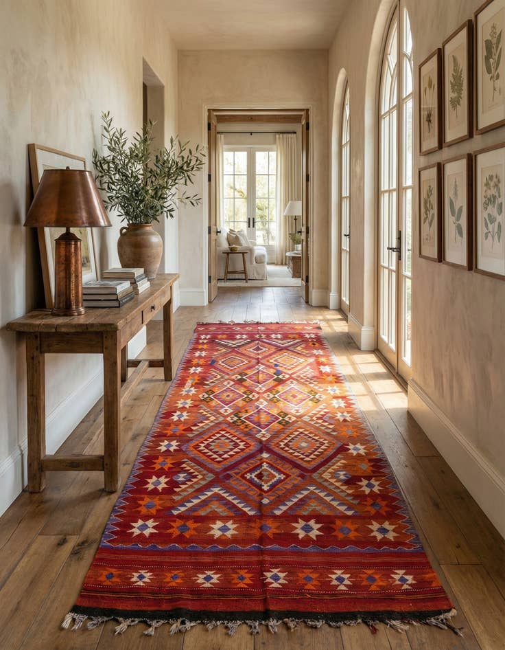 Detail image of 6' x 14' 5  Hand Woven Kilim Fars Wool Runner Rug