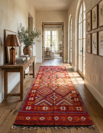 6' x 14' 5 Hand Woven Kilim Fars Wool Runner Rug