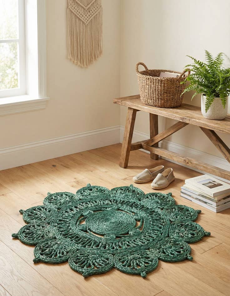 Detail image of 2' x 2'  Hand Braided Jute Round Rug