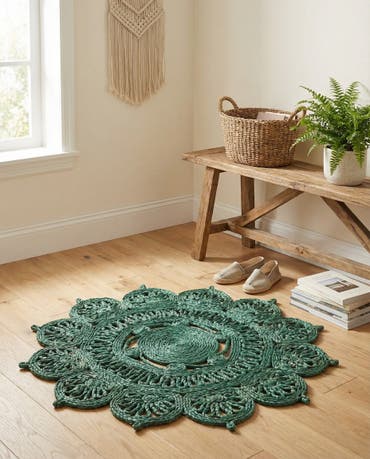  2' x 2'  Hand Braided Jute Round Rug