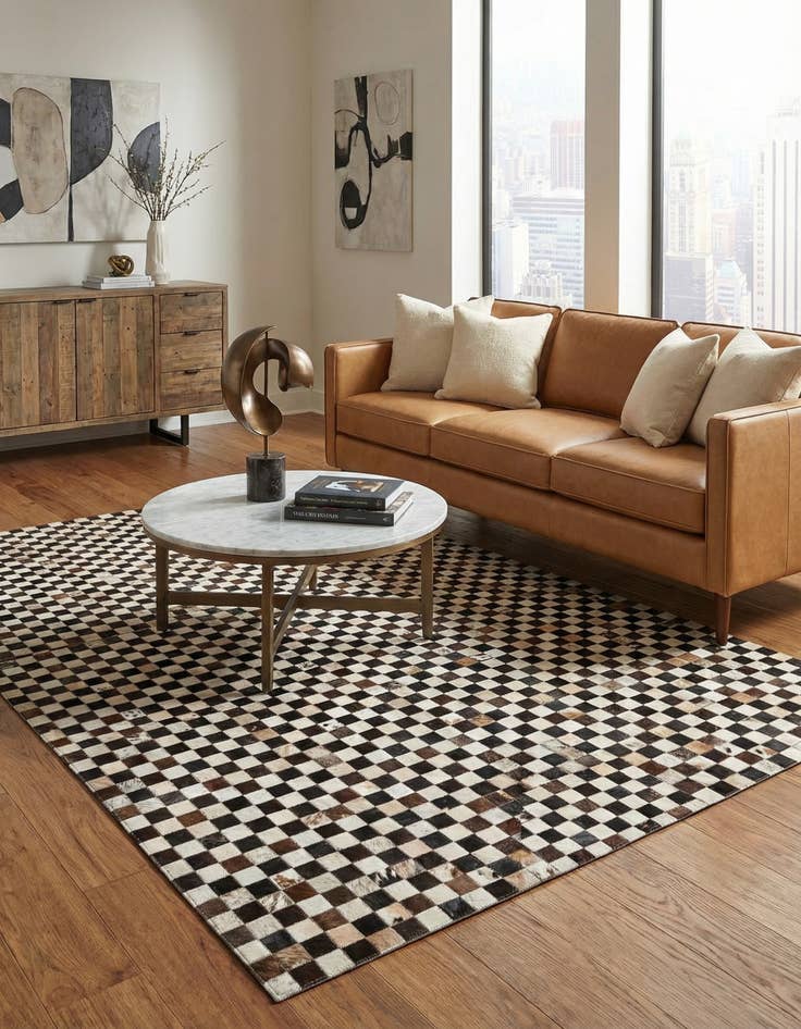 Detail image of 5' 1 x 8' Cowhide Leather Rug