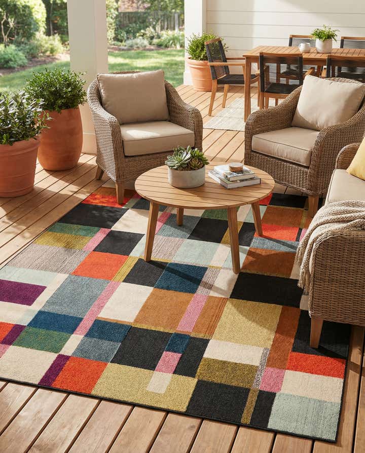 7' 10 x 7' 10 Easy-Clean Casablanca Indoor / Outdoor Square Rug