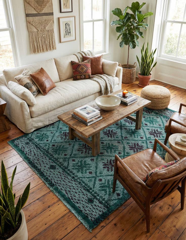 Detail image of 5' x 6' 9  Hand Knotted Moroccan Wool Rug