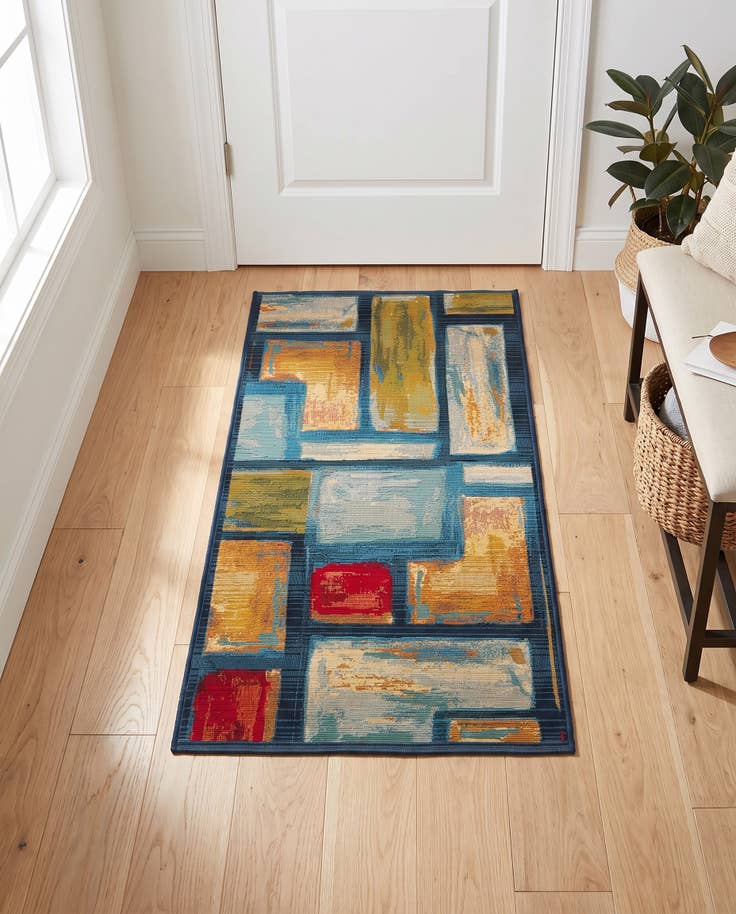 Detail image of 2' x 4' Easy-Clean Modern Indoor / Outdoor Runner Rug