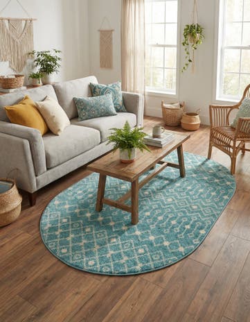 4' x 6' Moroccan Trellis Oval Rug