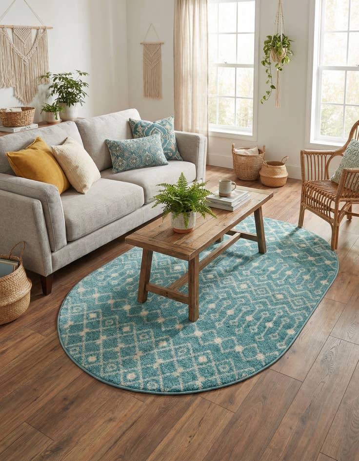 Detail image of 4' x 6' Moroccan Trellis Oval Rug