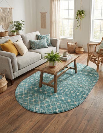 4' x 6' Moroccan Trellis Oval Rug