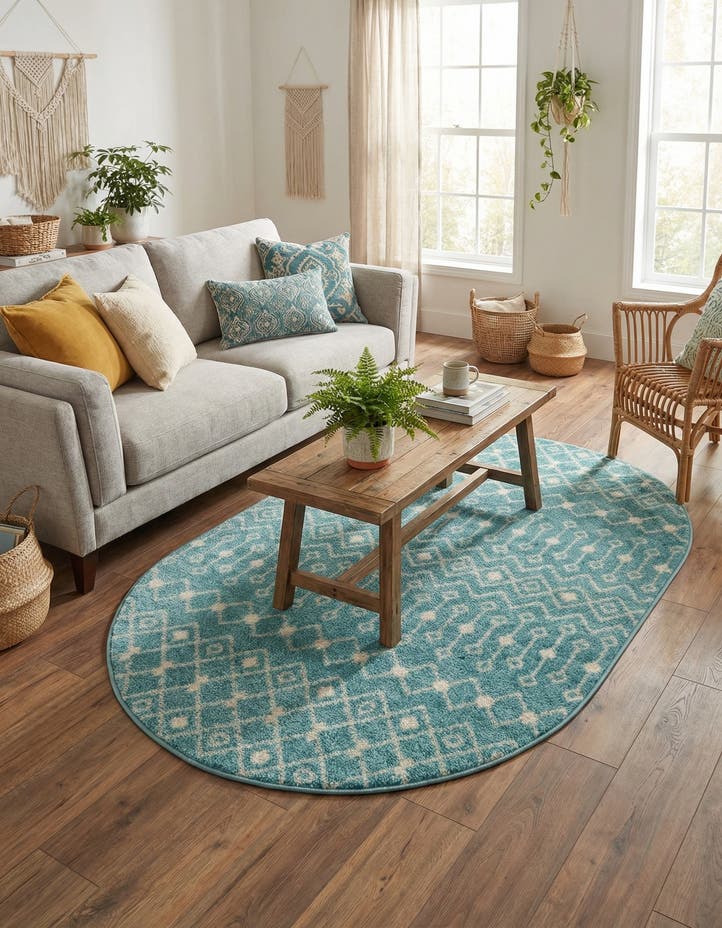 4' x 6' Moroccan Trellis Oval Rug