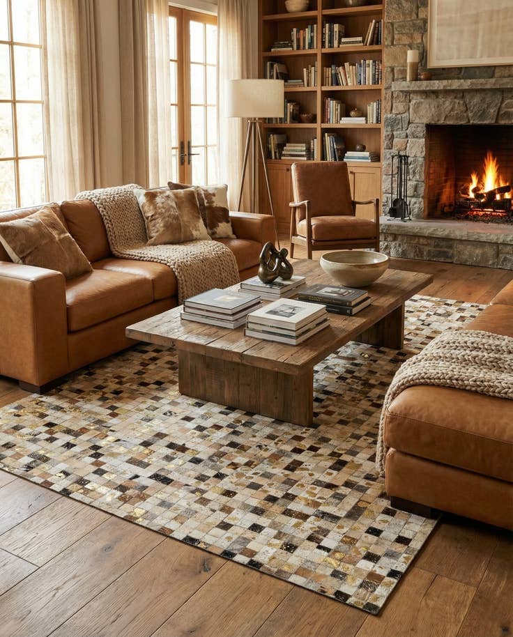 Detail image of 5' 1 x 7' 10 Cowhide - Patchwork Rug