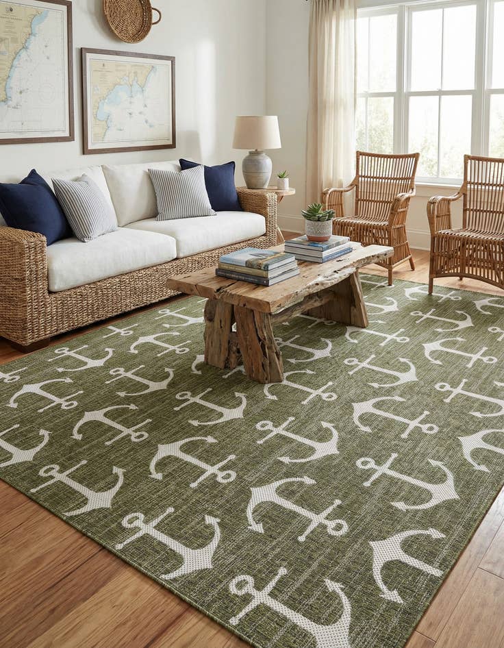 Detail image of 10' x 10'  Washable Coastal Indoor / Outdoor Square Rug