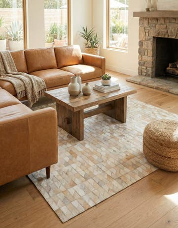 4' 5 x 5' 2 Cowhide Stocks Rug