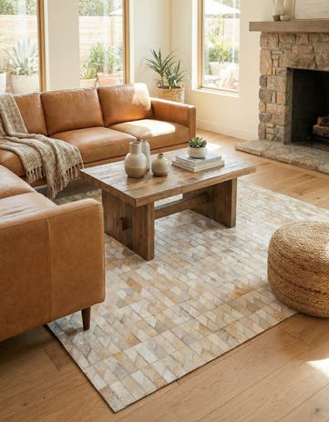 4' 5 x 5' 2 Cowhide Stocks Rug