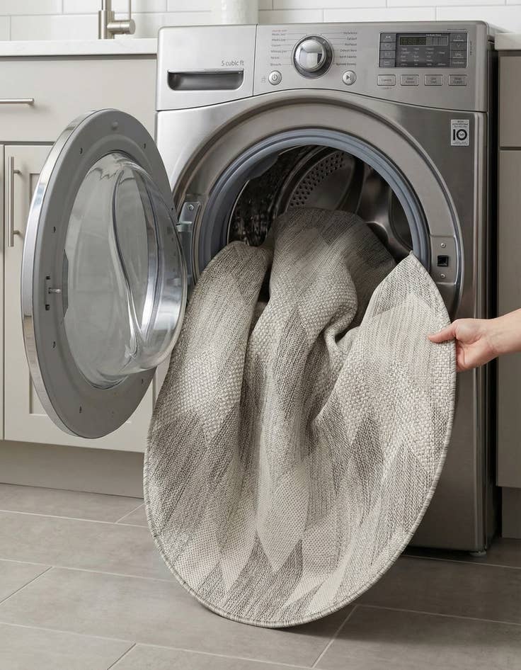 Detail image of 3' x 3'  Washable Modern Indoor / Outdoor Round Rug