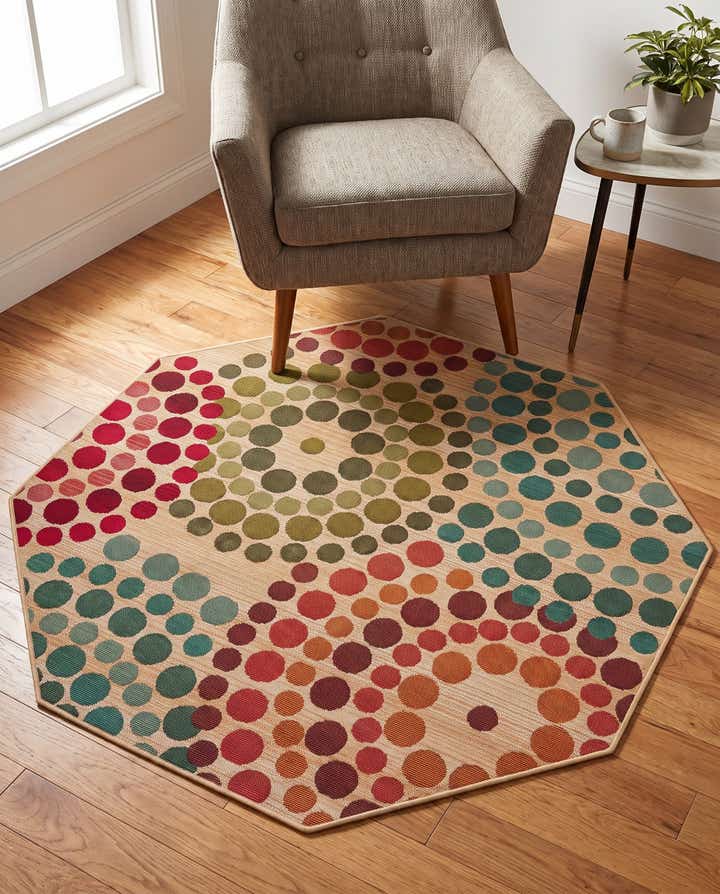 4' x 4' Easy-Clean Modern Indoor / Outdoor Octagon Rug
