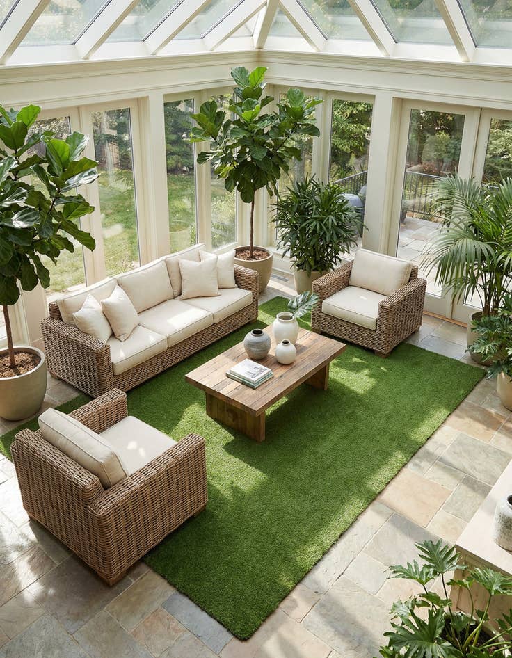 Detail image of  10' x 16'  Washable Grass Indoor / Outdoor Rug