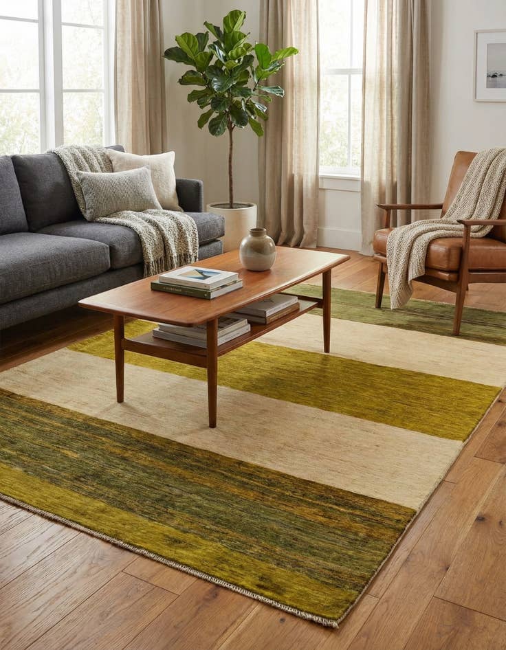 Detail image of  4' 11 x 6' 5  Hand Knotted Modern Ziegler Oriental Rug