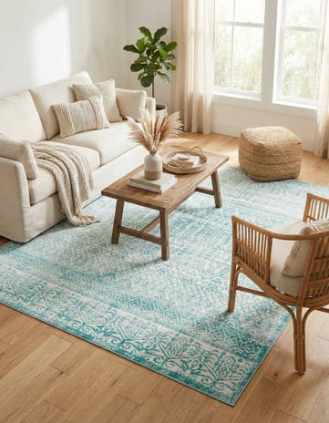 Jill Zarin Teal Uptown Cloisters Square Rug
