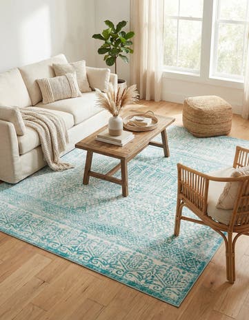 Jill Zarin Teal Uptown Cloisters Square Rug