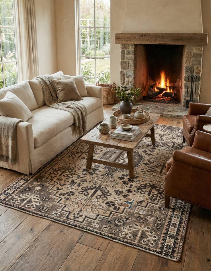 Detail image of 6' 8 x 8' 2  Hand Knotted Ultra Vintage Persian Wool Rug