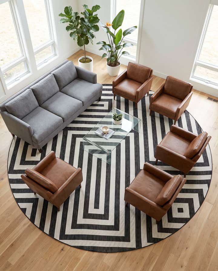 13' x 13' Easy-Clean Modern Indoor / Outdoor Round Rug
