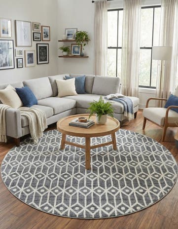 8' x 8' Lattice Trellis Round Rug