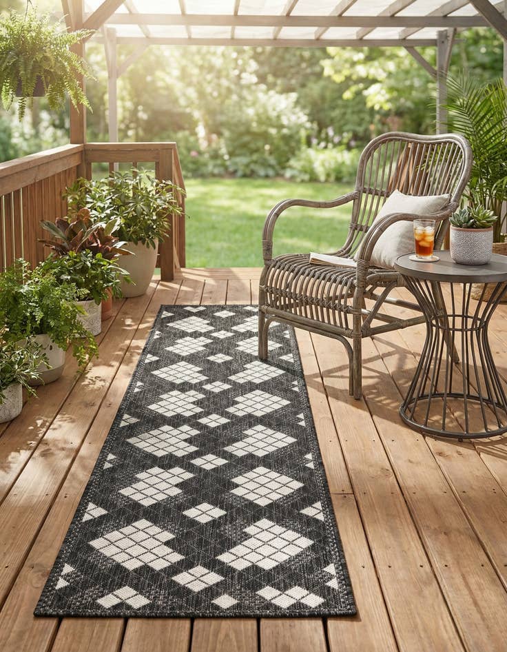 Detail image of 2' x 8' Easy-Clean Modern Indoor / Outdoor Runner Rug