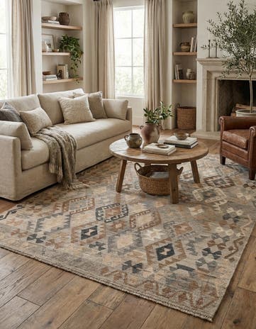 5' 9 x 8' Hand Woven Kilim Maymana Wool Rug