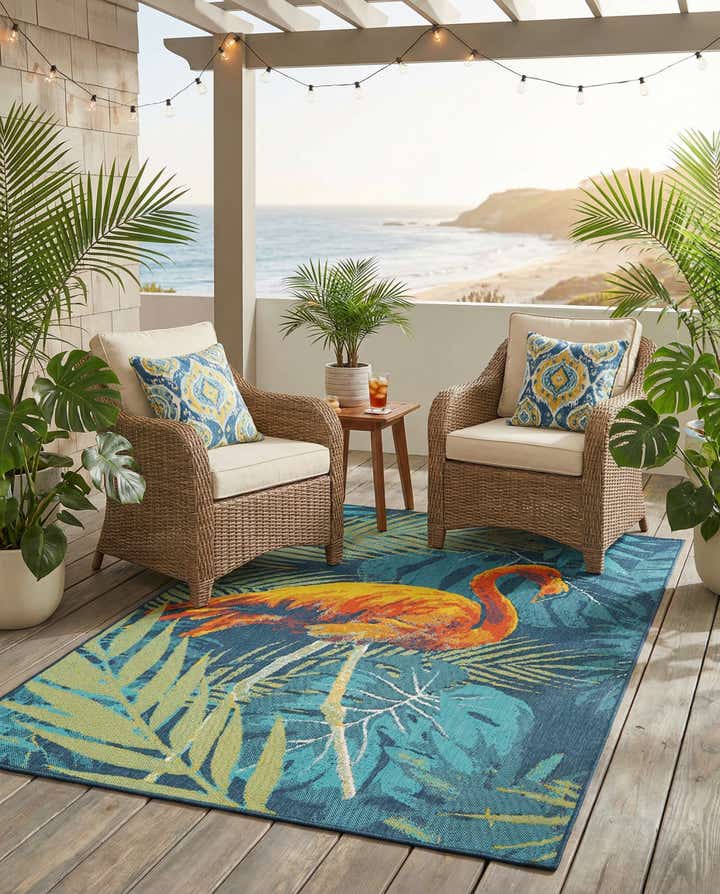 6' x 9' Easy-Clean Coastal Indoor / Outdoor Rug