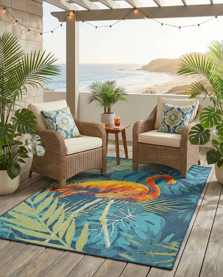 Detail image of 6' x 9' Easy-Clean Coastal Indoor / Outdoor Rug