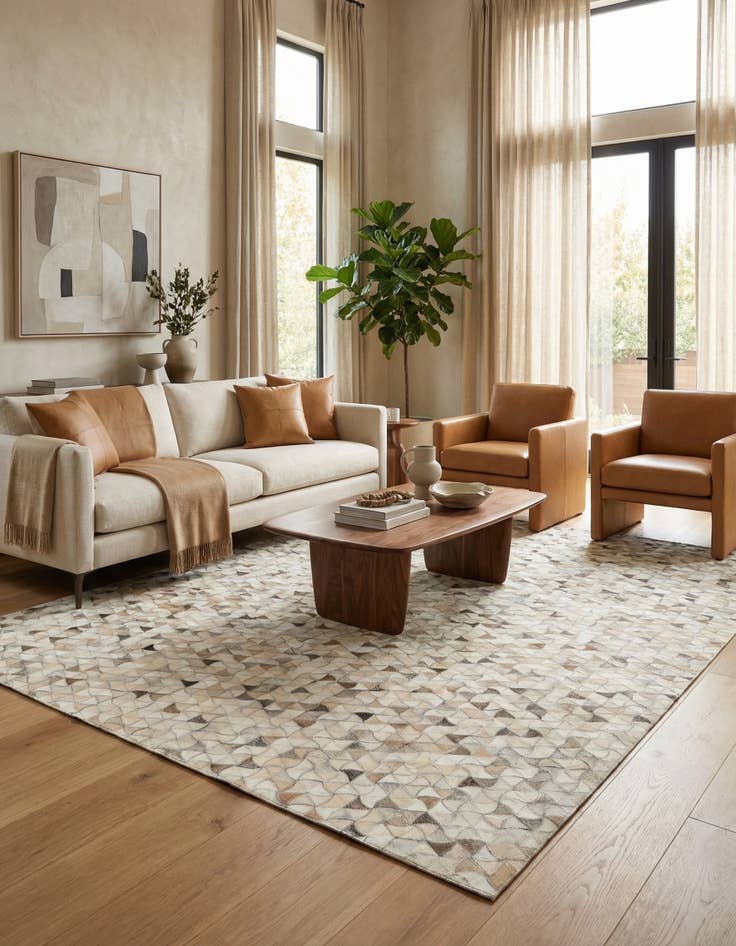 Detail image of  5' 2 x 8' Cowhide Leather Rug