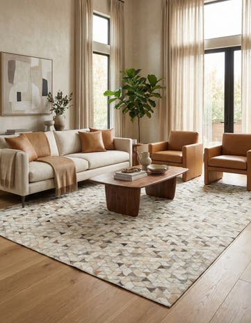 5' 2 x 8' Cowhide Leather Rug