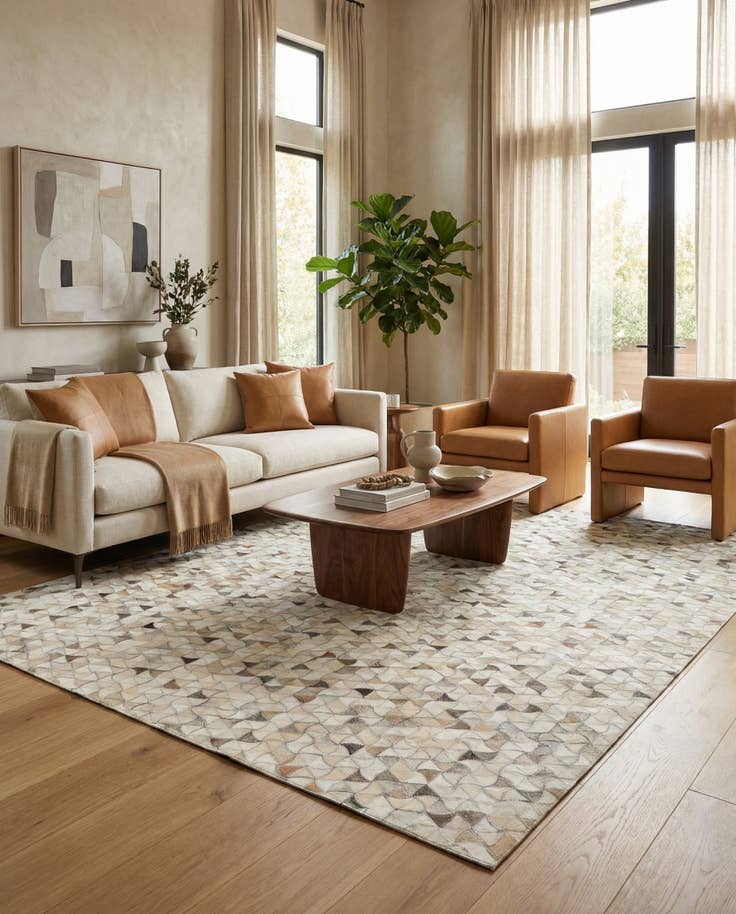 Detail image of 5' 2 x 8' Cowhide Leather Rug