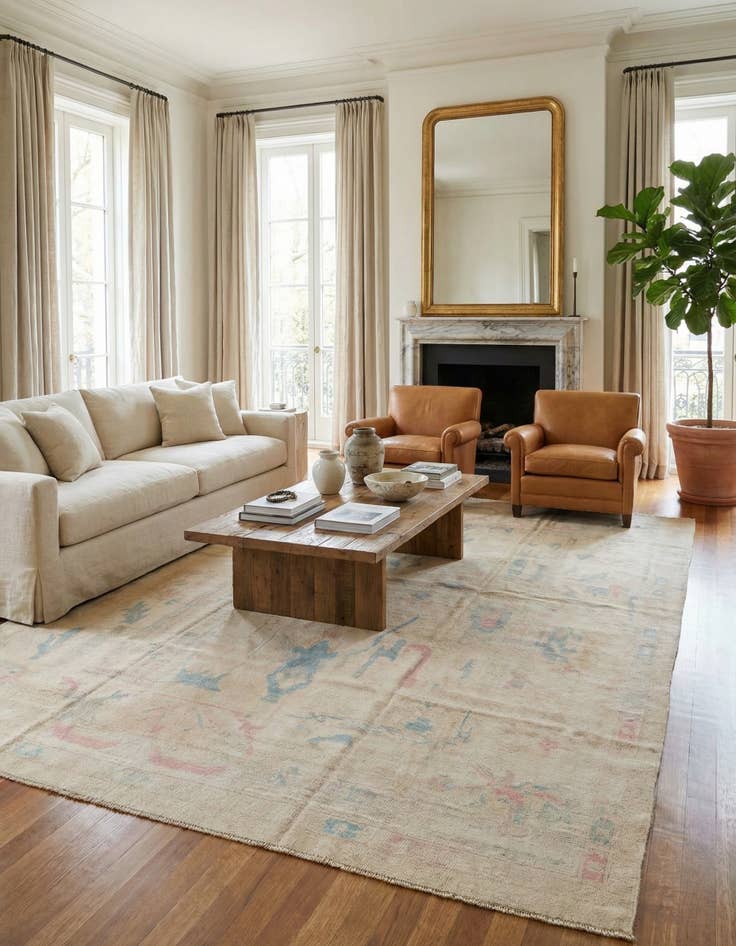 Detail image of  9' 9 x 14'  Hand Knotted Oushak Wool Rug