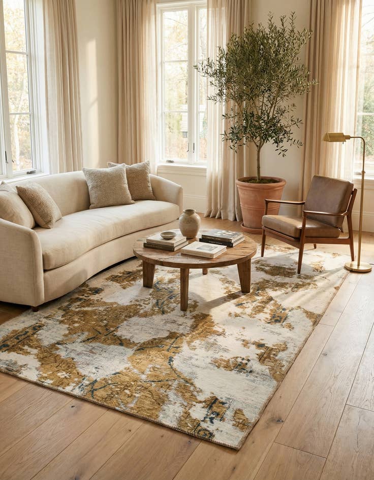 Detail image of 3' 7 x 5' 9  Hand Knotted Ultra Vintage Persian Wool Rug