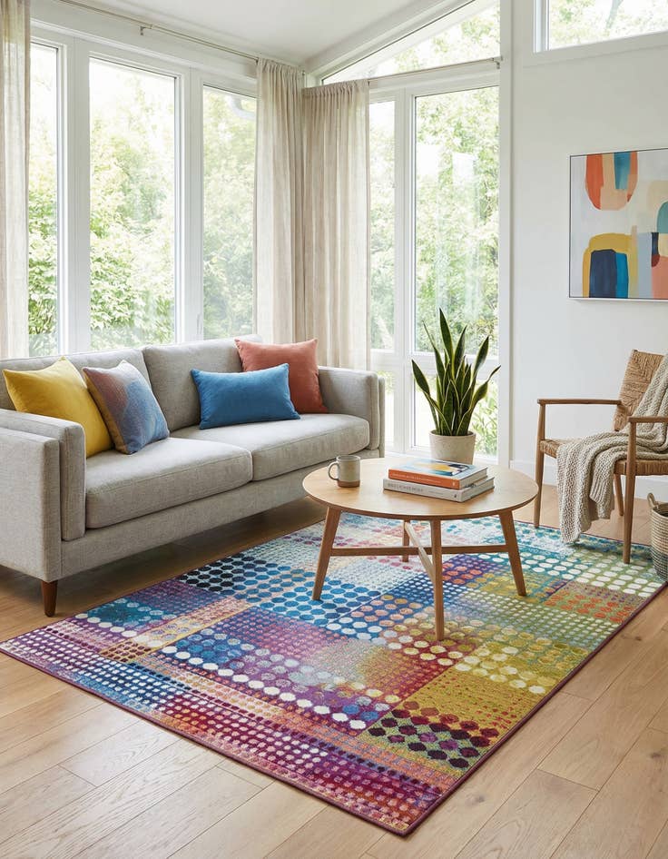 Detail image of 4' x 6'  Washable Modern Indoor / Outdoor Rug