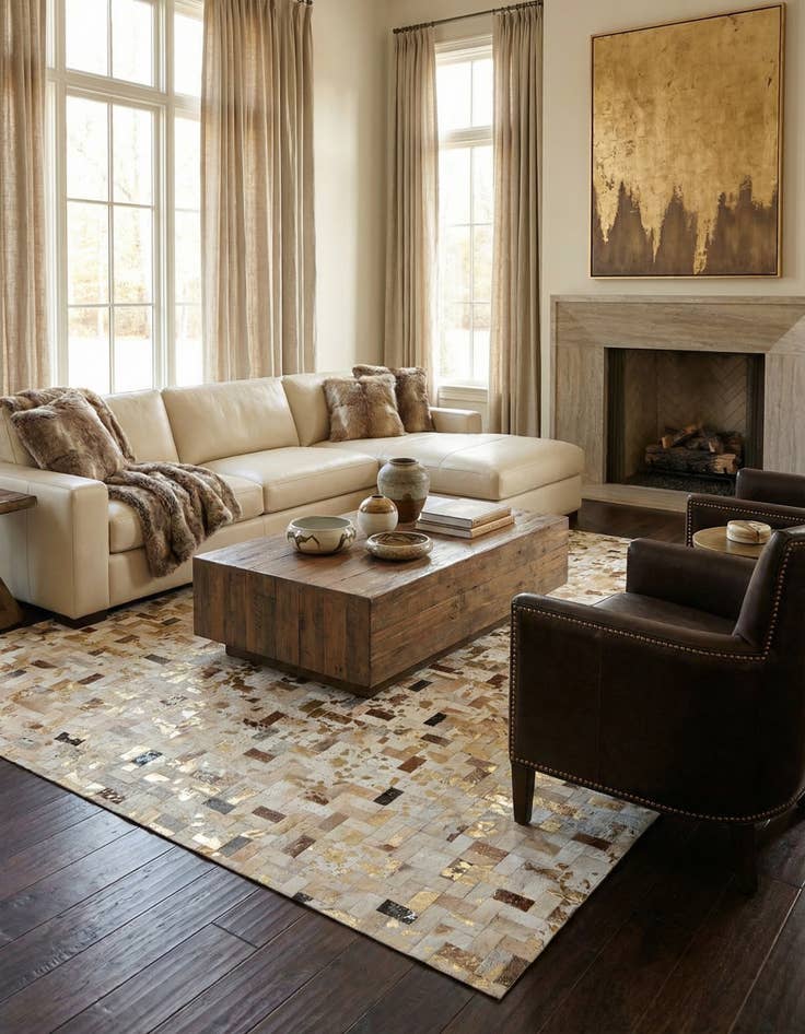 Detail image of  8' x 10' Cowhide - Patchwork Rug