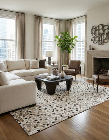 8' 1 x 9' 11 Cowhide Stocks Rug