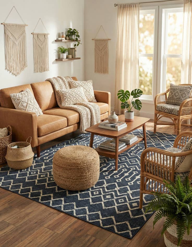 Detail image of  6' x 9' Bohemian Trellis Rug