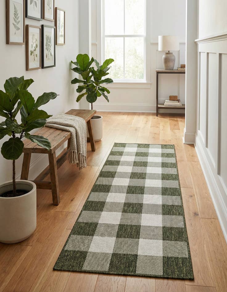 Detail image of 2' x 8' Easy-Clean Checkered Indoor / Outdoor Runner Rug